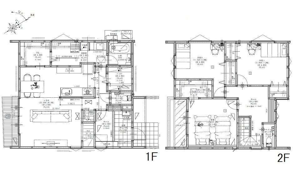 廿日市市阿品4丁目 No.2の間取り|4680万円、3SLDK、土地面積160.92m2、建物面積120.06m2、並列3台駐車可能
