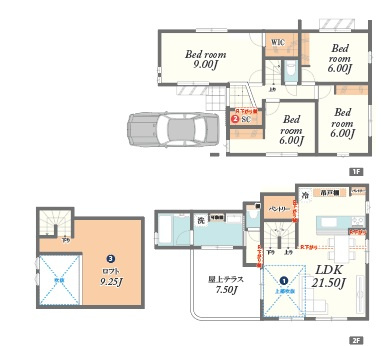 【参考プラン】 | 大泉学園7棟 | 3区画参考プラン
大型5LDK、収納が充実、大型ロフト14.5帖