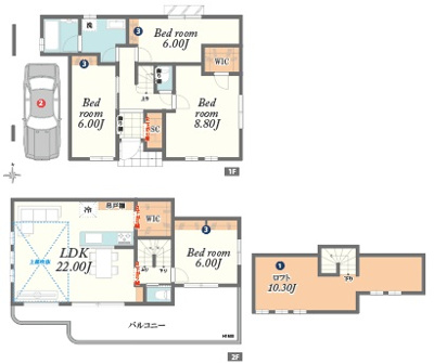 【参考プラン】 | 大泉学園7棟 | 7区画参考プラン
大型4LDK、全居室6帖以上、南側６ⅿ道路に面する立地