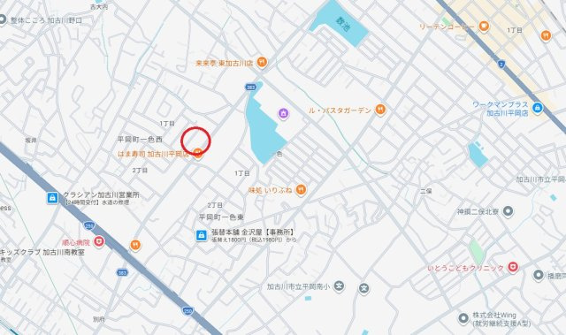 加古川市平岡町一色西1丁目　　山陽電鉄「別府駅」徒歩16分の地図