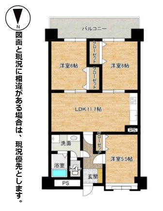 【間取り】 | アメニティ徳力Ⅰ（B-38）