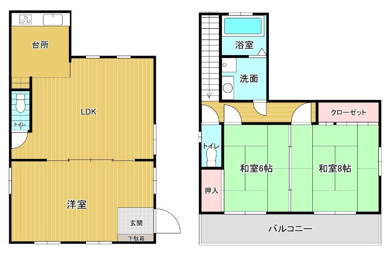 大野城市乙金東１丁目　戸建ての間取り
