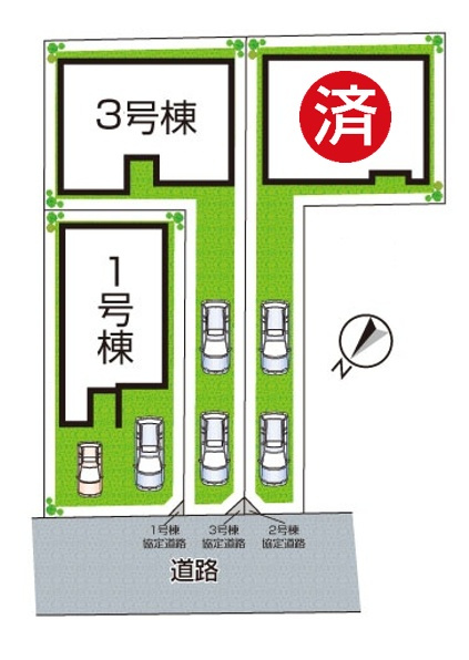 西宮市浜甲子園　第1期　新築一戸建ての区画図|全３区画