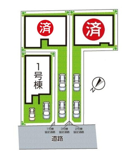 29日(土)30日(日)現地ご見学可能！西宮市浜甲子園　全3邸の区画図|全３区画