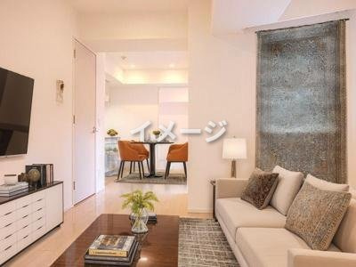 プライムアーバン笹塚の居間・リビング|家具配置イメージ