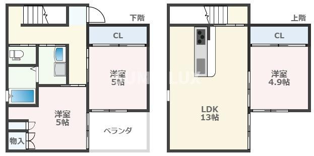 熊本市中央区水前寺４丁目の一戸建ての間取り