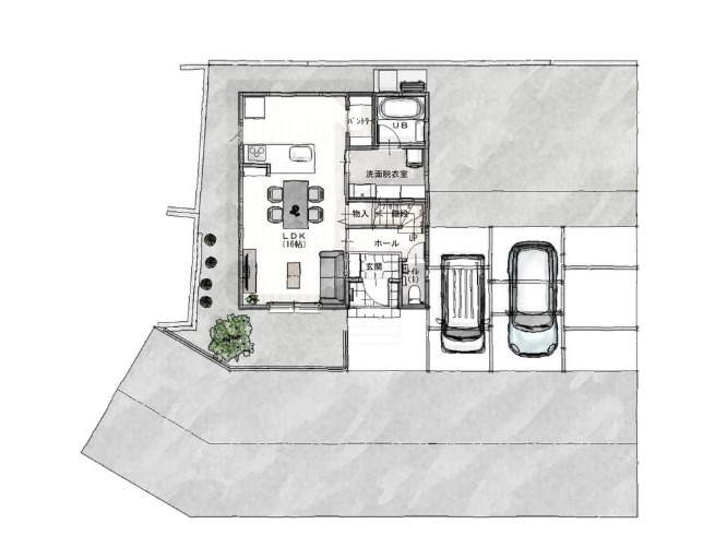 阿久比町大字宮津　エコタウン宮津E-1区画の区画図|建物配置図面
※図面と現況が異なる場合は、現況を優先とさせていただきます。