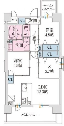 スプランディッド難波VII(セブン)の間取り