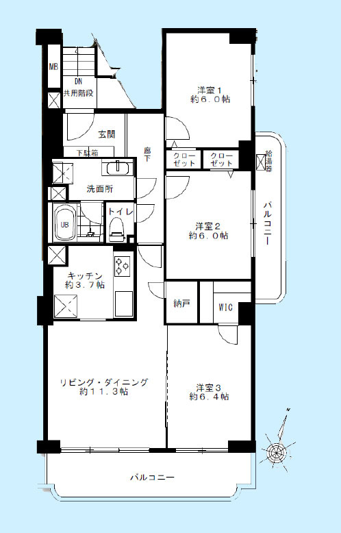 上用賀スカイマンションの間取り