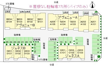 アヴェニューＢの駐車場