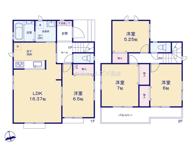 【間取り】 | 一宮市伝法寺６丁目11-7『仲介料無料』新築戸建て | 1号棟
