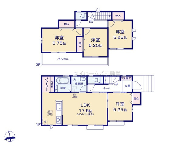 【間取り】 | 一宮市三ツ井５丁目7-6『仲介料無料』新築戸建て | A号棟