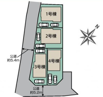 【仲介手数料無料】清瀬市下宿　全４棟　２号棟　清瀬の新築住宅なら西武ハウジングの区画図
