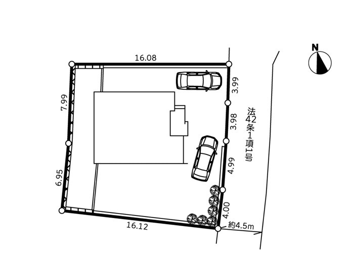 横浜市栄区東上郷町 新築戸建て【仲介手数料無料】カースペース2台の区画図