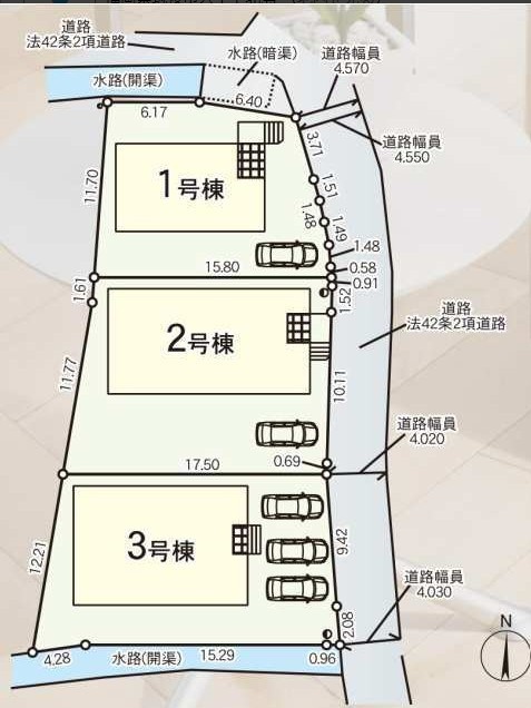 新築建売】筑後市大字下北島の区画図