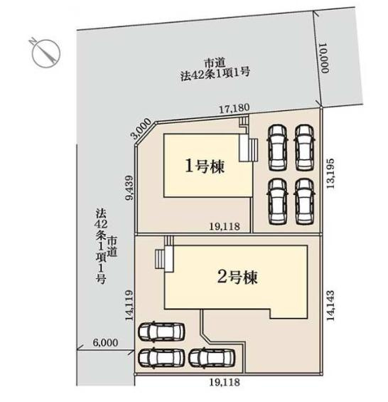 第1土浦市木田余東台　新築戸建　2号棟の区画図
