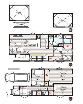 さいたま市大宮区天沼町21043②　新築一戸建て　02の間取り|【全2棟・2号棟】さいたま市大宮区天沼町21043②　新築一戸建て　02・2SLDK・土地面積83.43m2・建物面積112.72m2