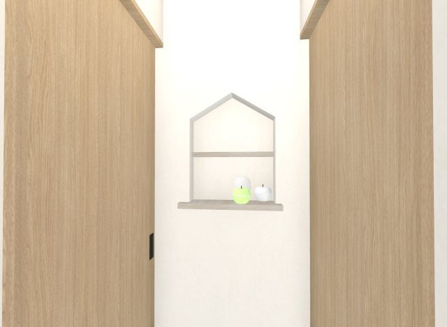 音羽初田町のその他|【ニッチパース図】
迫感を感じることなく、普段使いの小物やインテリア雑貨などを収納できます。
※イメージパース図は実際のお色味や素材、仕様とは異なる場合がございます。
【建物面積76.2m2】