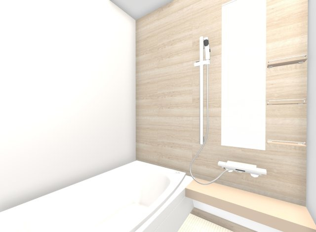 音羽初田町の浴室|【浴室パース図】
大人の方でもゆっくりくつろぐことができます！
※イメージパース図は実際のお色味や素材、仕様とは異なる場合がございます。
【建物面積76.2m2】