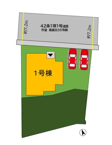 太宰府市高雄5丁目第2-1棟（1号棟）の区画図|配置図