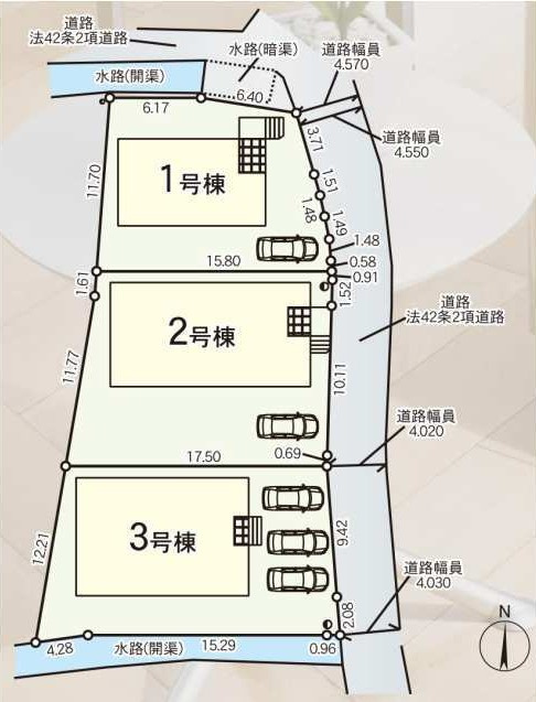 新築建売】筑後市大字下北島の区画図