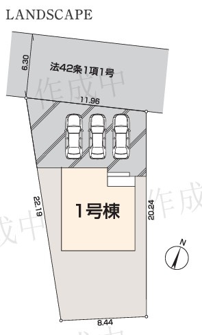 【新築】川越市笠幡新築分譲住宅 全１棟の区画図|ゆとりある住宅です！