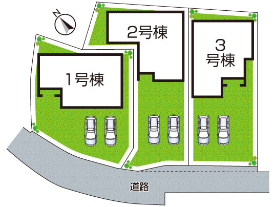 野洲市冨波甲　第3期　新築一戸建ての区画図|全3区画