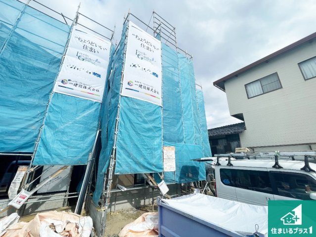 野洲市冨波甲　第3期　新築一戸建ての外観|周辺は落ち着いた街並みの住宅地！子育てがしやすい住環境です！まだ未完成ですが、現地でしかわからない事もございます。是非一度ご覧ください。