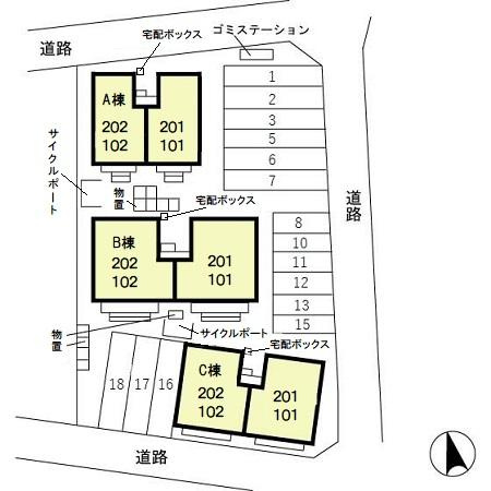 リビングタウン南四ツ居　Ｃの区画図