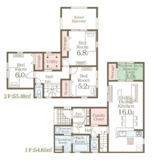 【間取り】 | 新築　新潟市東区新石山第1  1号 | 4LDK＋S　駐車スペース2台(^^♪