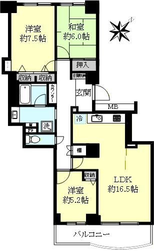 須磨パークヒルズC棟の間取り