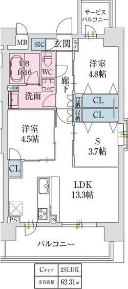 スプランディッド難波Ⅶの間取り