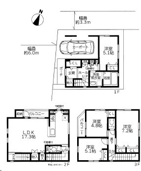 神戸市灘区灘南通5丁目　新築戸建　C号地の間取り|112㎡超の広々とした間取り
