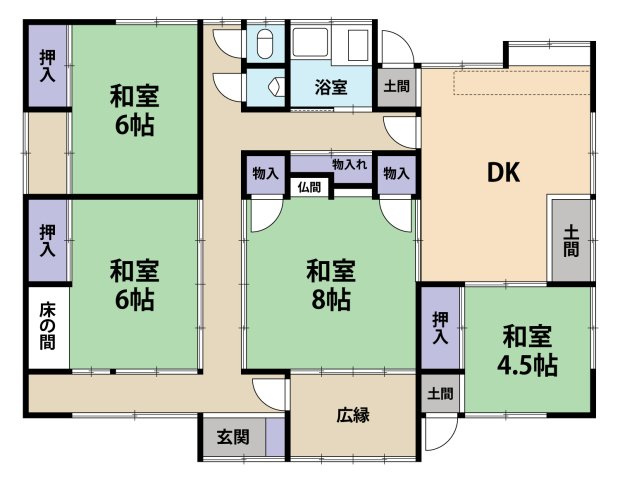 南房総市荒川　中古戸建の間取り|建物面積：96.69m2（29.25坪）、4DK
