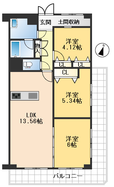 緑地公園グランドコーポの間取り