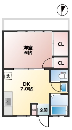 ハイム清芳　宅配BOX　陽当たり良好　バストイレ別の間取り
