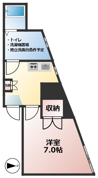 ヨネビル246　礼金0　独立洗面台新設予定　の間取り