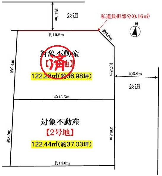 垂水区小束山本町　売り土地の区画図