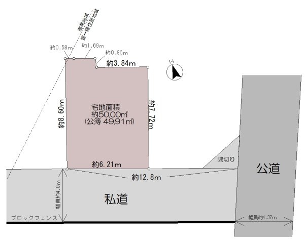 品川区西中延１丁目の売地の土地図