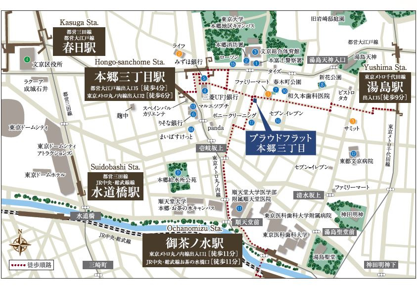 プラウドフラット本郷三丁目の地図