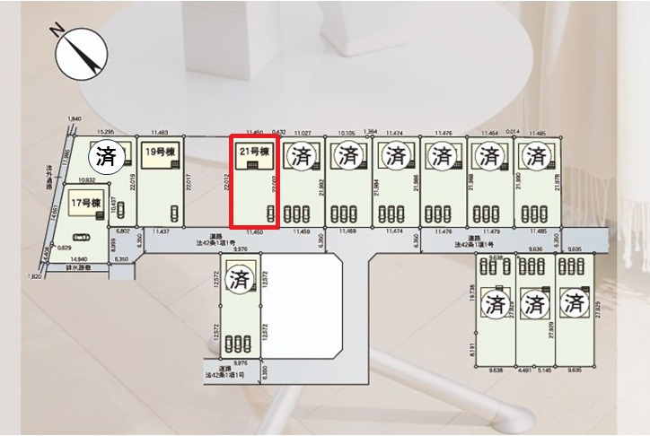 Cradlegarden　 水戸市河和田町　第3　21の区画図|並列駐車可能なカースペース確保。気になる他の物件と合わせての現地ご案内も可能です。HPから、またお電話でも、お気軽にお問い合わせください。

