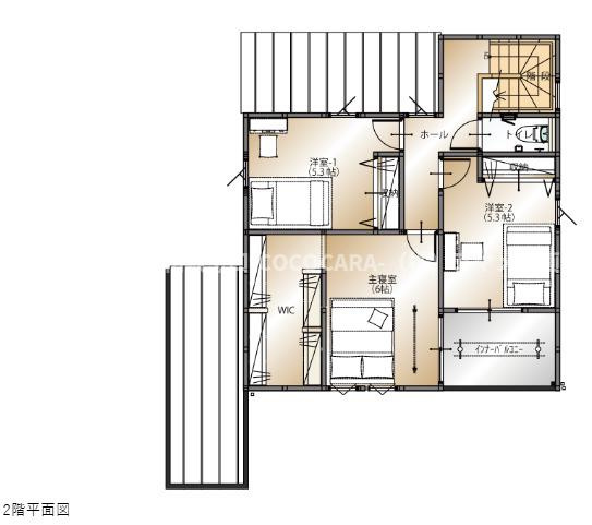 南アルプス市寺部の新築一戸建の間取り|2階間取り