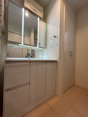 【独立洗面台】 | 安芸郡海田町月見町　戸建 | 三面鏡付き洗面台　収納も豊富です