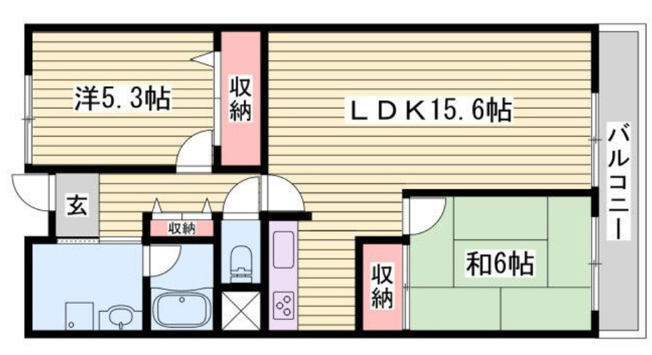 【間取り】 | 姫路西スカイハイツ　1階 | 2LDKです。