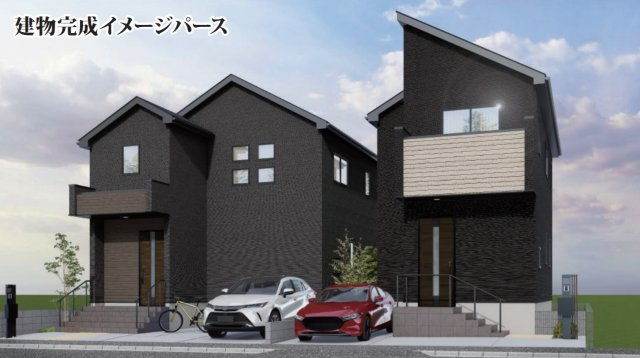 横浜市港南区日限山3丁目 新築戸建て【仲介手数料無料】カースペース2台の外観パース