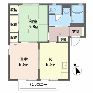 【間取り】 | メゾンティアラ A棟 | 2K
