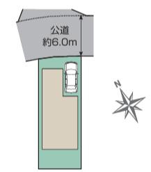 八王子市　大和田町　中古戸建ての区画図|～6ｍ道路に面している整形地～