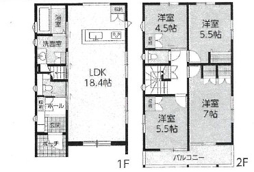 廿日市市福面2丁目　№36244の間取り|4ＬＤＫ