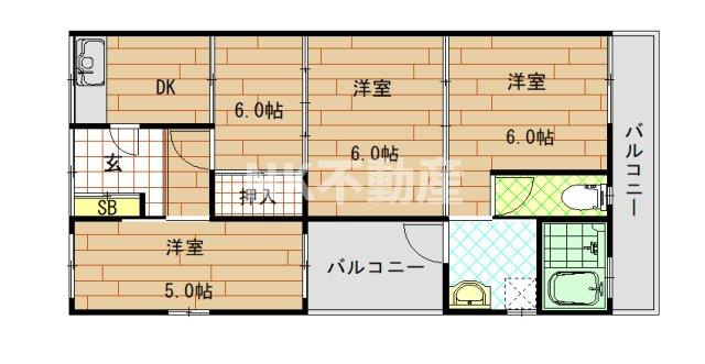 【間取り】 | 中小阪2丁目テラスハウス（八戸ノ里賃貸） | 間取りです