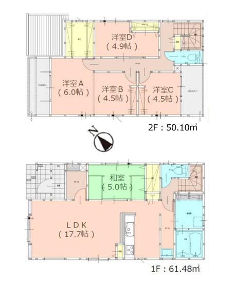 【間取り】 | 福岡市東区三苫2丁目6期7期　1号棟（全5棟）【仲介手数料無料・0円】 | 平日、土日祝日もお好きな日時にご見学可能です。お気軽にお問合せ下さい。